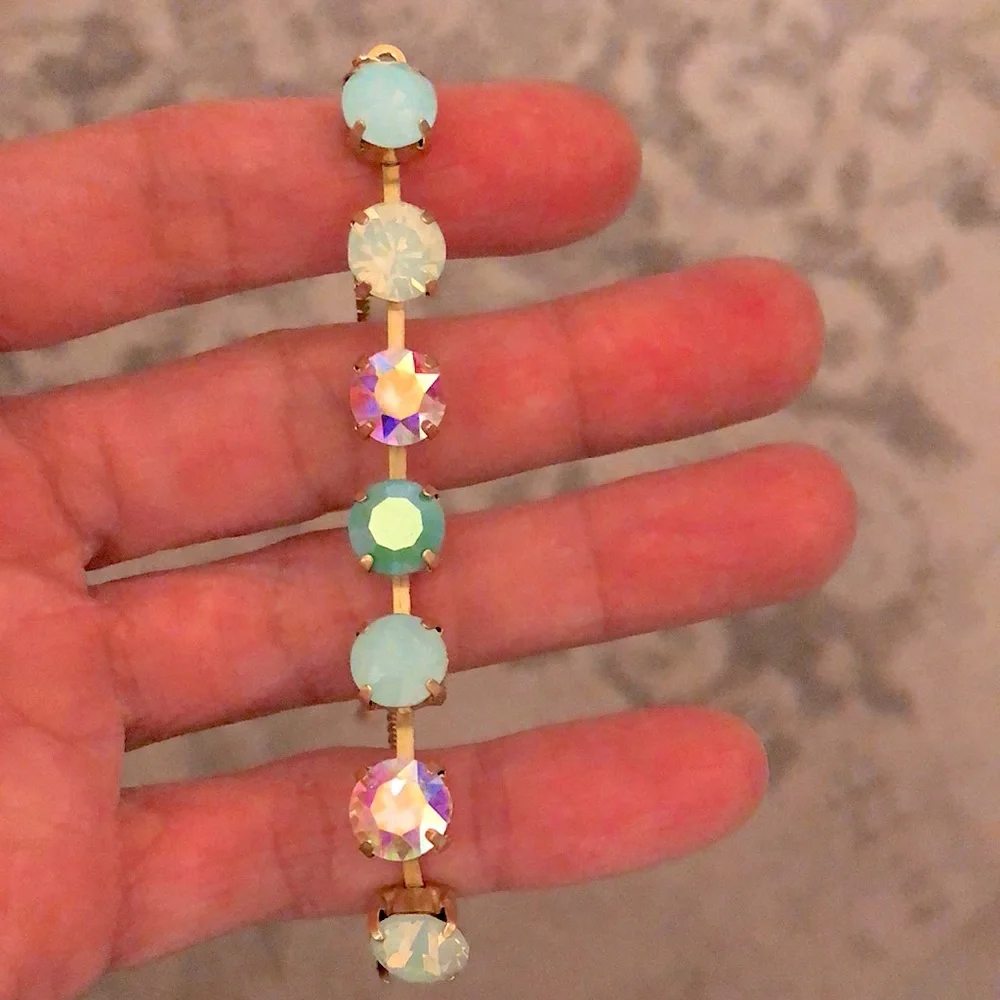 Aqua Aurora Borealis Crystal Bracelet - Picture 6 of 16